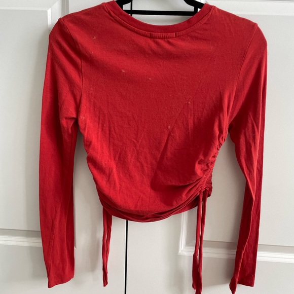 Ruched Long Sleeve Top - Forever 21 - Red - Picture 2 of 6
